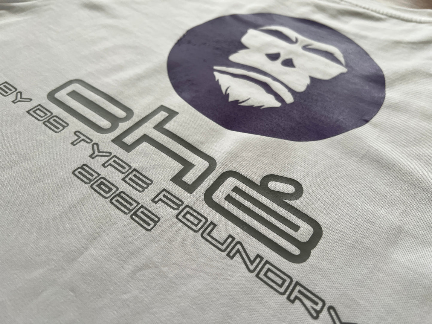 100343 DSTF Gorilla in Purple and grey on white quality cotton tee