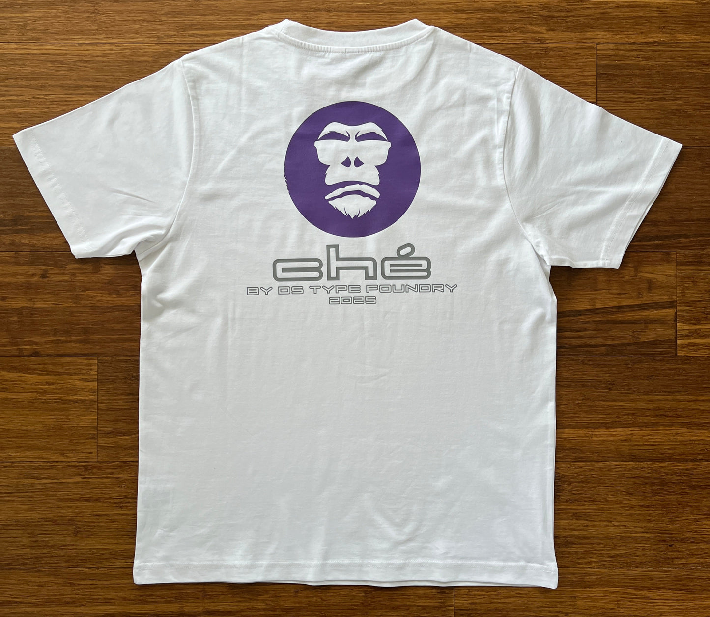 100343 DSTF Gorilla in Purple and grey on white quality cotton tee