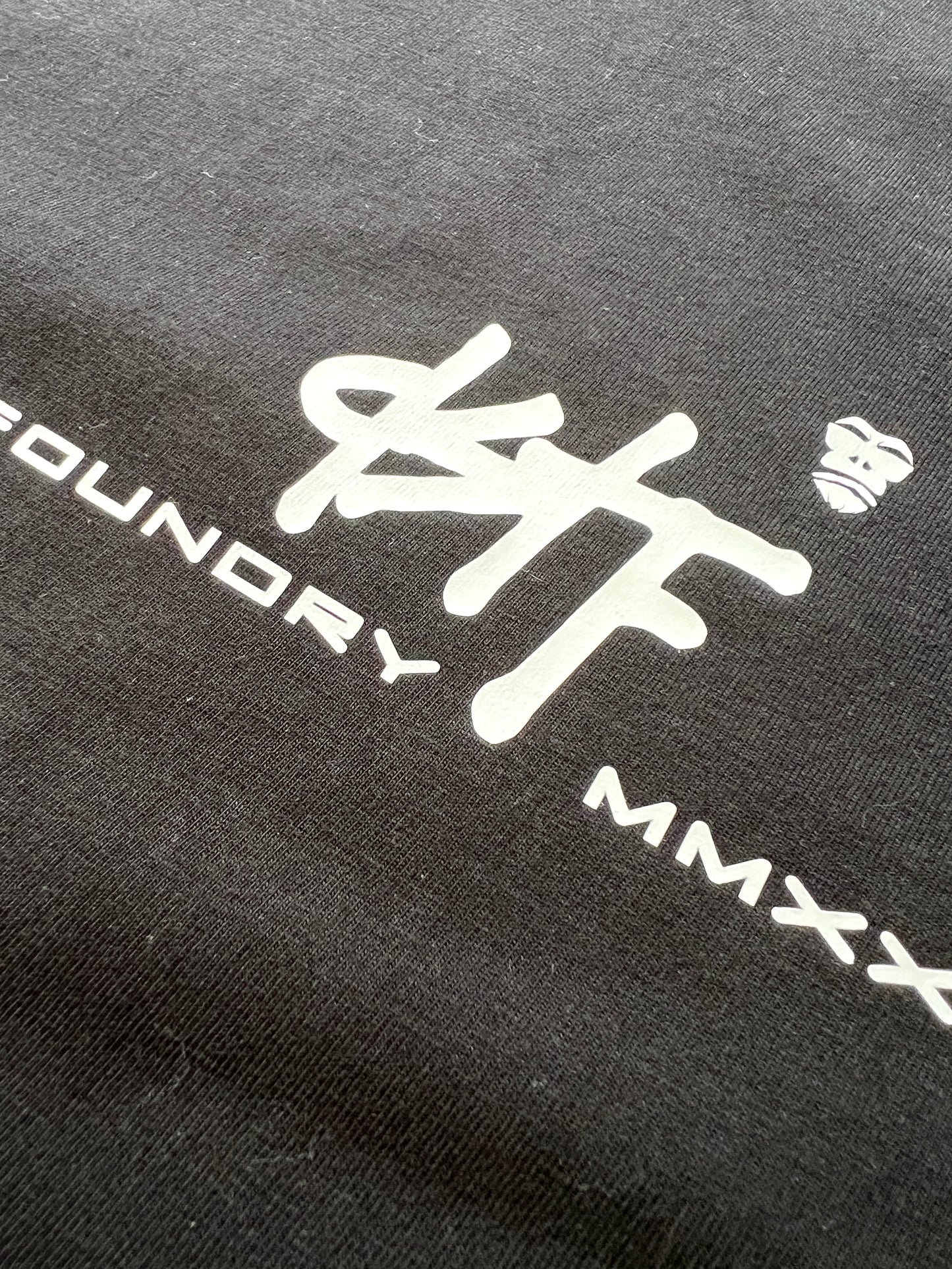 100348 DSTF script small logo design black tee
