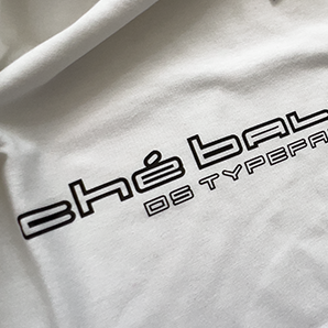 Che Balloon in Black on White short sleeve t'shirt. Heavyweight 100% cotton 220gsm. Typeface: Che Balloon