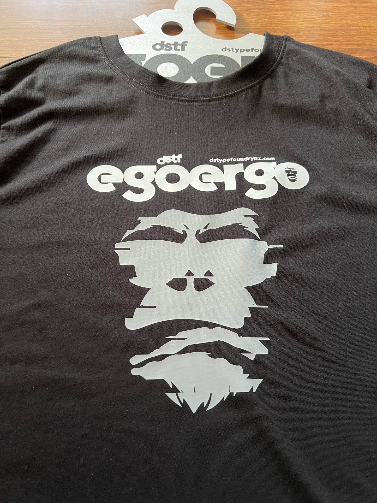 100338 Ego Ergo Glitching Gorilla in grey and white on black t-shirt