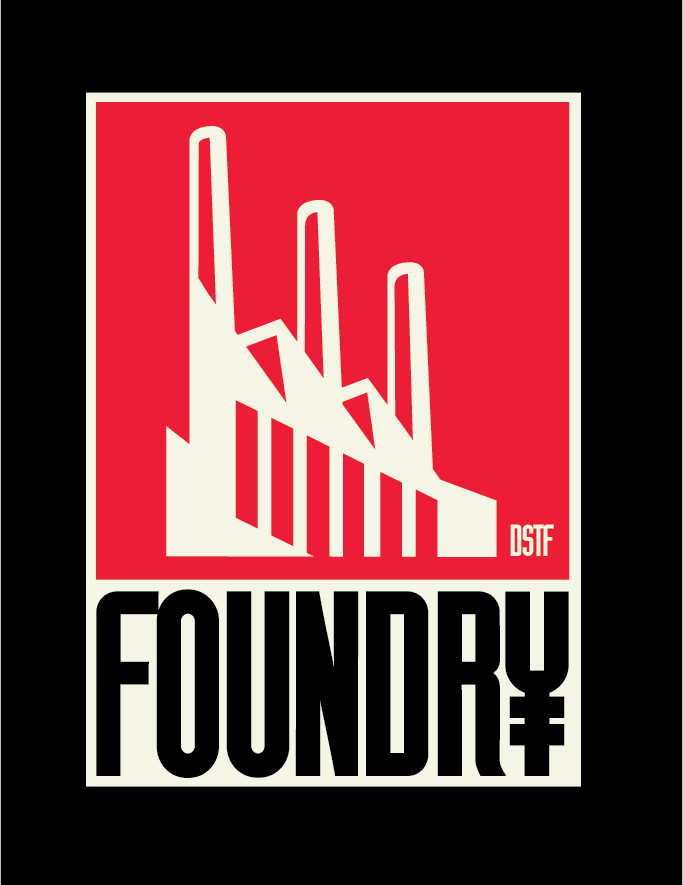 Foundry on Black. Heavy weight cotton Tee. Typeface: Foundry