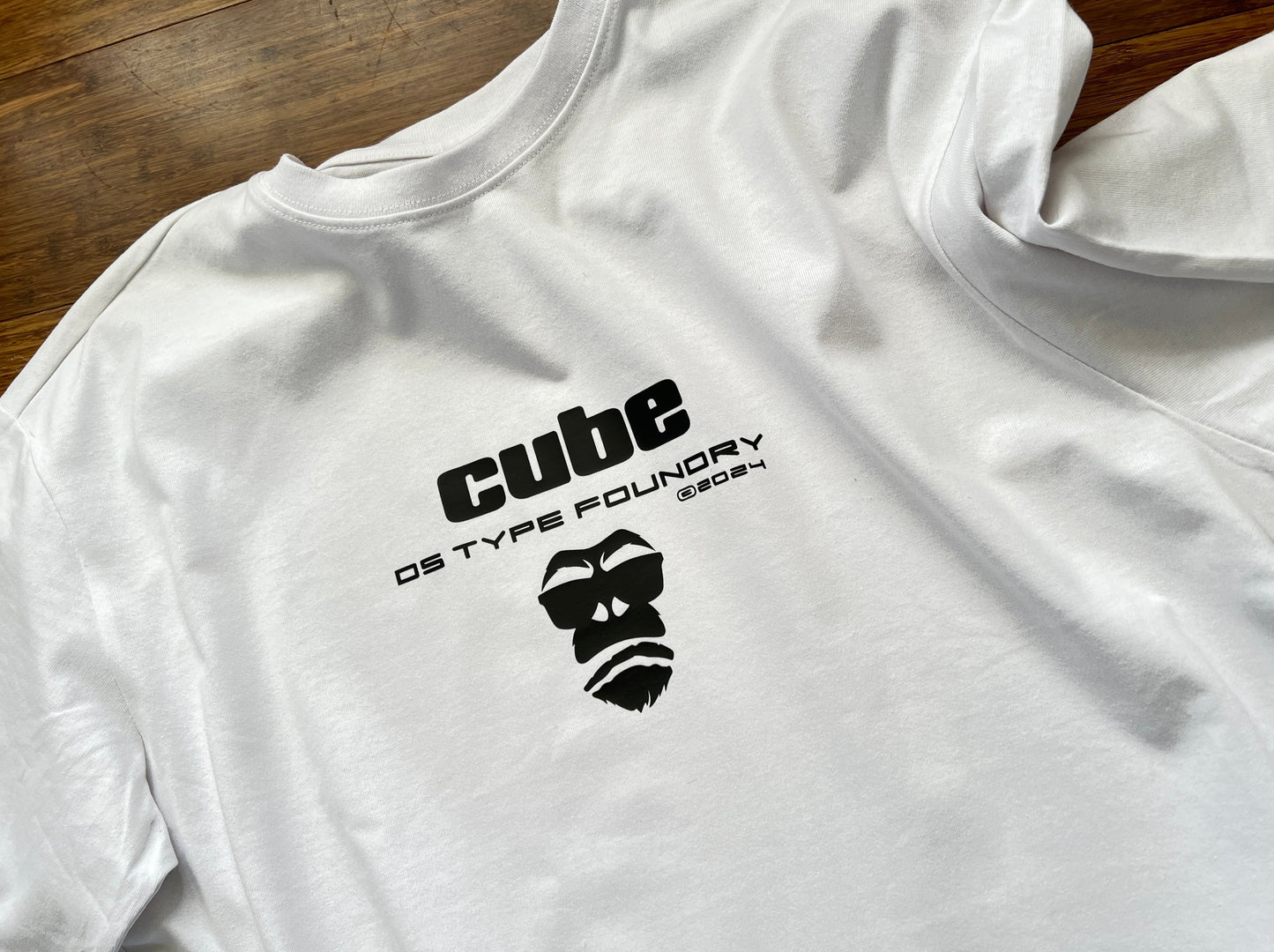 Cube Black on White tee. Heavyweight 100% cotton 220gsm. Typeface: Cube