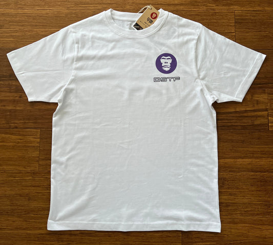 100343 DSTF Gorilla in Purple and grey on white quality cotton tee