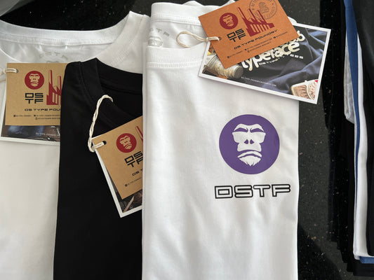 100343 DSTF Gorilla in Purple and grey on white quality cotton tee