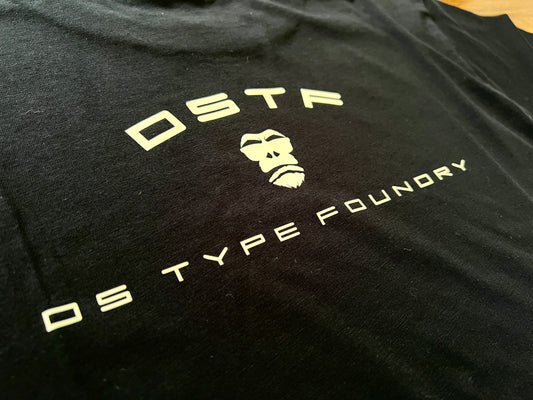 100347 DSTF logo in cream on black cotton tee