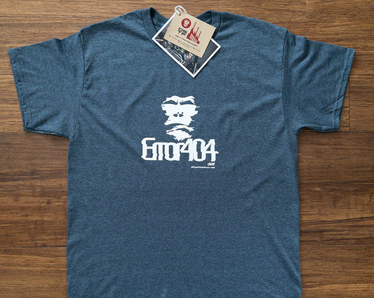 100335 Error404 with glitching gorilla in white on dark grey cotton t-shirt