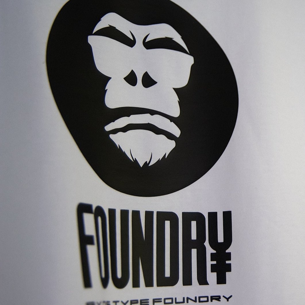 Foundry in Black on White, 100% cotton Tee.