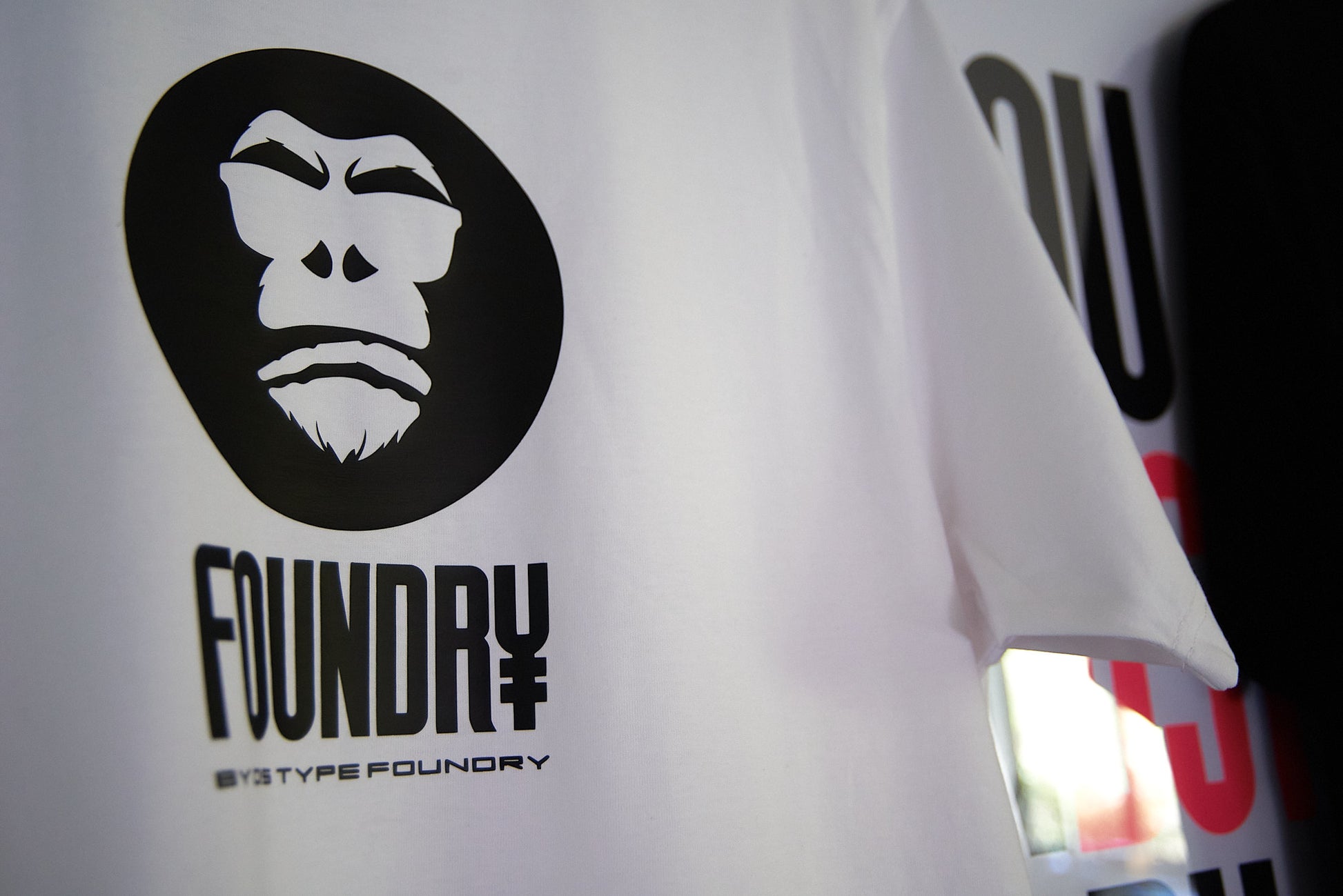 Foundry in Black on White, 100% cotton Tee.