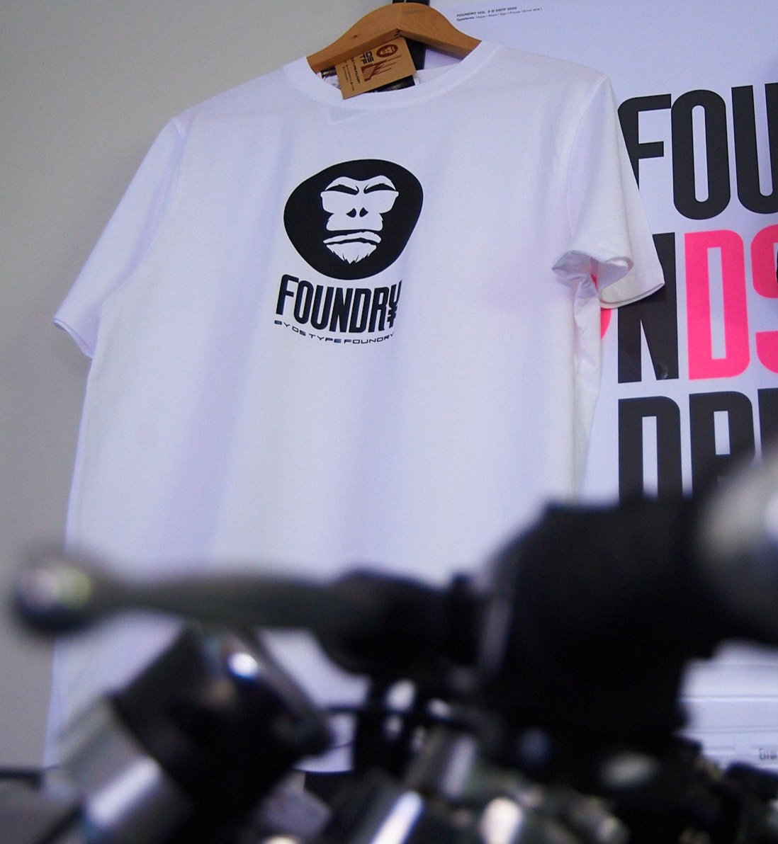 Foundry in Black on White, 100% cotton Tee. Typeface: Foundry