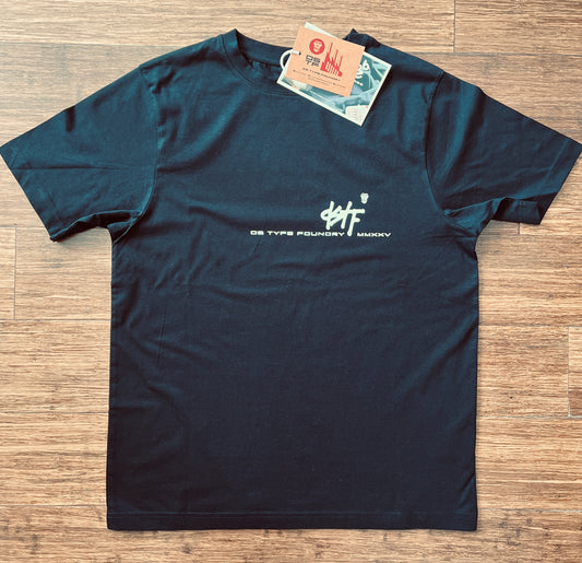 100348 DSTF script small logo design black tee