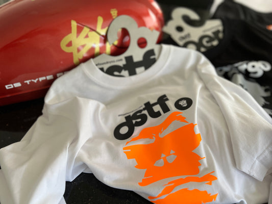 100339 Glitching Gorilla in fluro orange on white t-shirt
