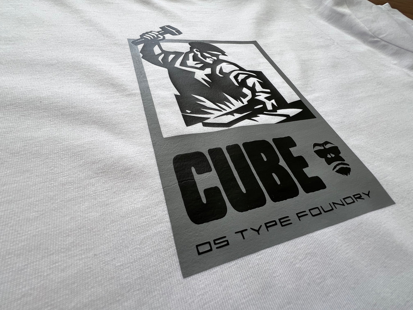 10032 Foundry. Constructivist inspired graphic with Cube typeface t-shirt