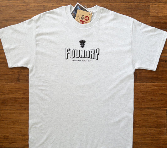 10031 Foundry. Heavy weight  t-shirt, Foundry typeface black on grey