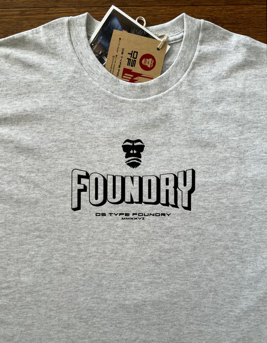 10031 Foundry. Heavy weight  t-shirt, Foundry typeface black on grey
