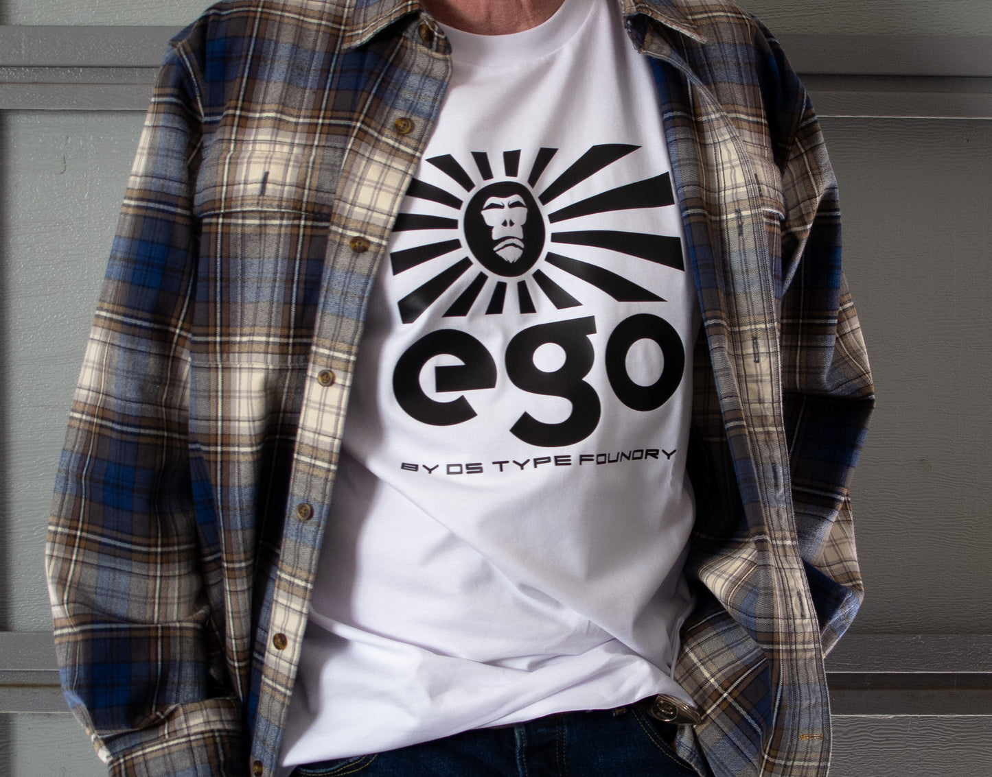 Ego in Black on White heavyweight, 100% cotton 220gsm (7.7oz), Typeface, Ego