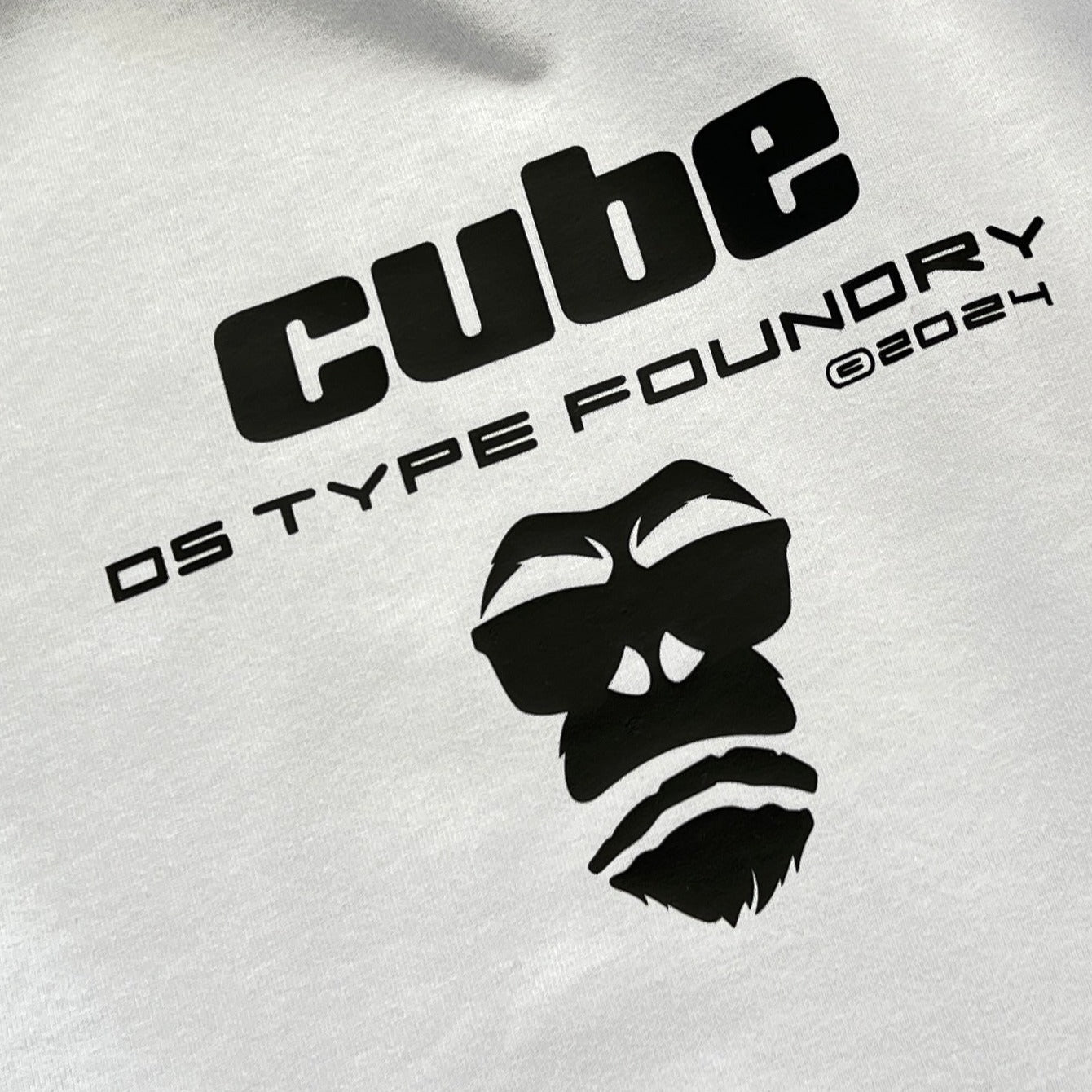 Cube Black on White tee. Heavyweight 100% cotton 220gsm. Typeface: Cube