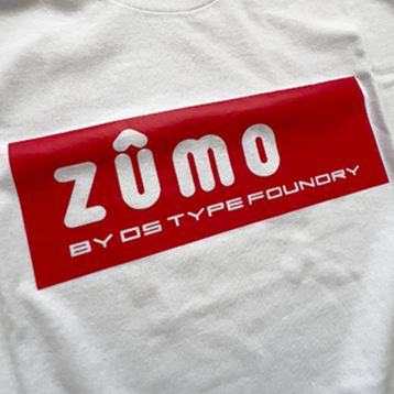 Zumo, Red on Thite tee, 100% cotton 220gsm. Typeface: Zumo