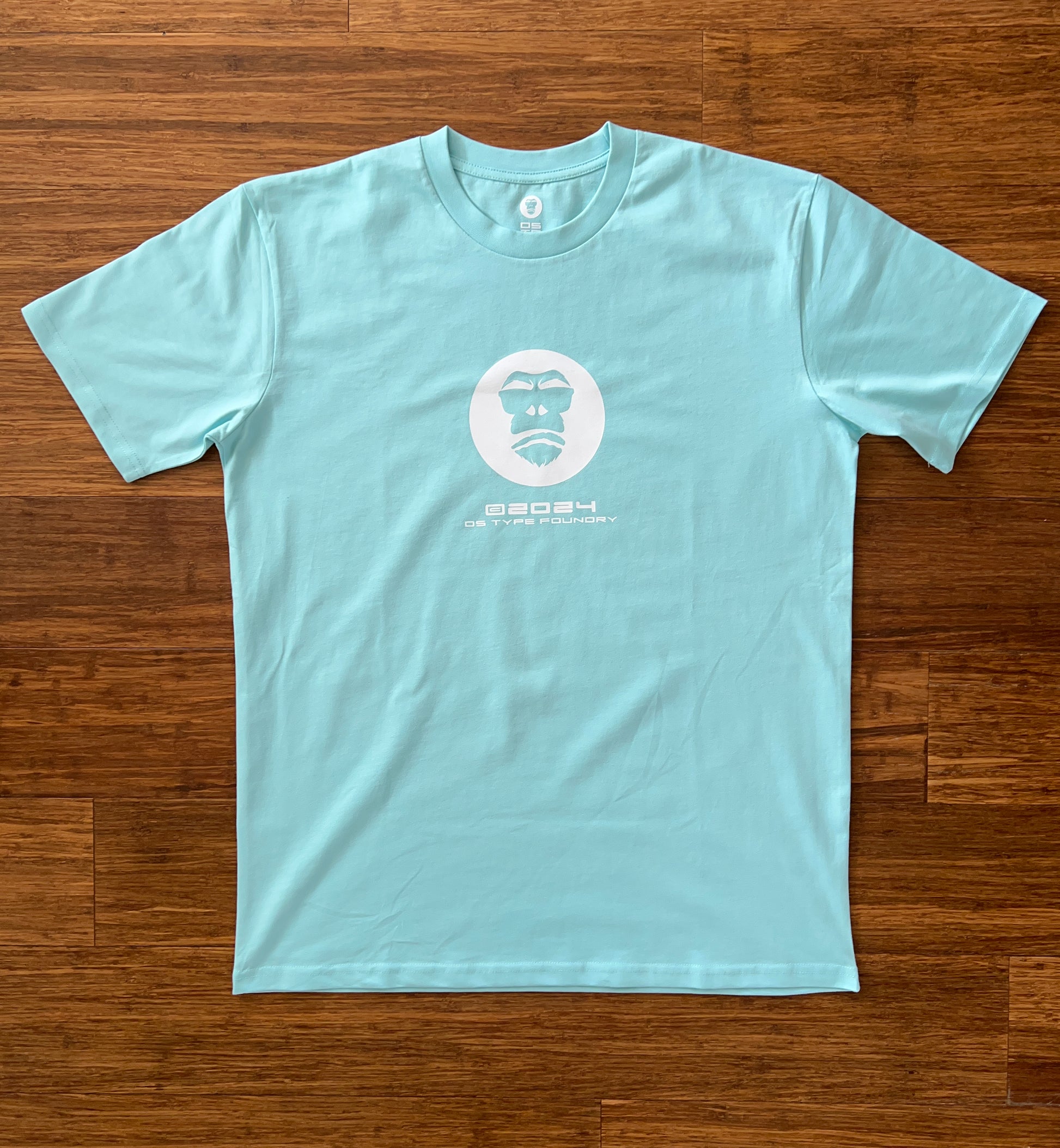 Gorilla 2024 in White on Light Blue heavyweight, 100% cotton 220gsm.